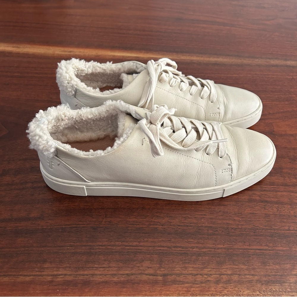 Frye Ivy Shearling Low Lace Sneakers Size 10